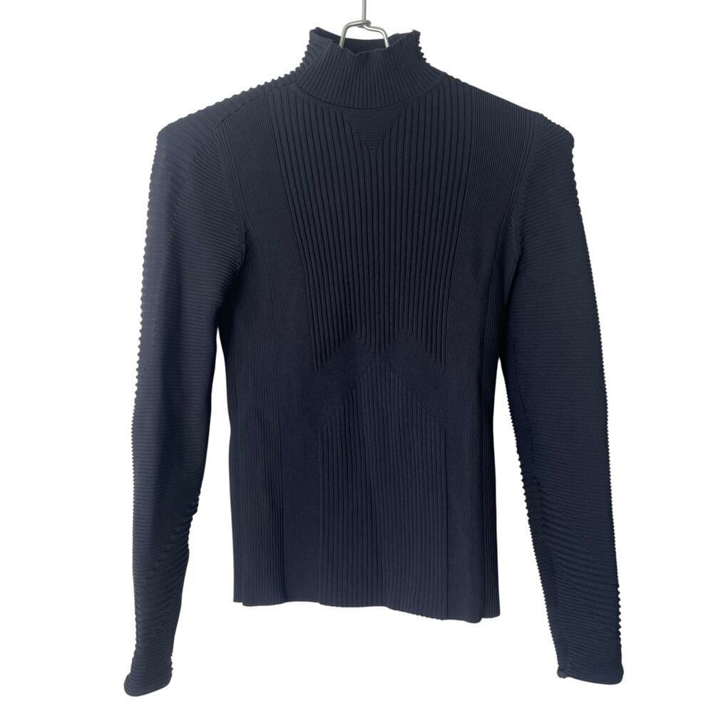 Adam Selman Sport Long Sleeve Ribbed Workout Shirt Mock Neck Size Small
